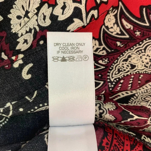 Liz Claiborne Silk Paisley Blouse Red & Black Elegant Long Sleeve P10 - Picture 7 of 7